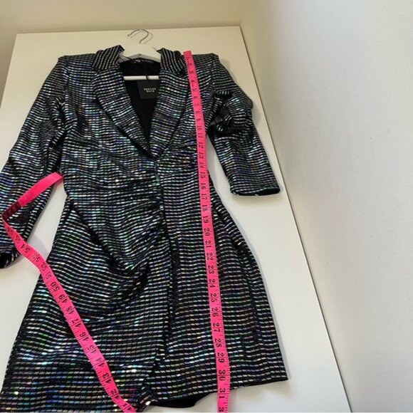ZARA ZW COLLECTION WOMAN MIRRORED BLAZER MINI DRESS IRIDESCENT Size XS - Picture 16 of 16